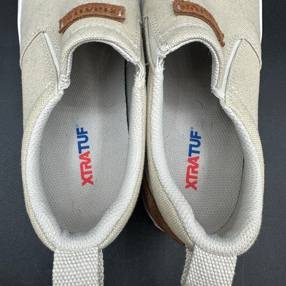 EUC Xtratuf Women's Canvas Sharkbyte Deck Shoe Cream Boat Shoes 8.5 - Picture 5 of 7
